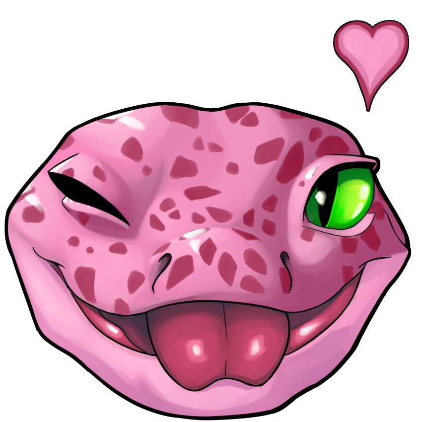 &lt;3 1:1 2020 alpha_channel ambiguous_gender black_eyes blep countershading dew_dragon eublepharid forked_tongue gecko green_sclera headshot_portrait hi_res leopard_gecko lizard looking_at_viewer one_eye_closed pink_body portrait pupils reptile scalie simple_background slit_pupils solo tongue tongue_out transparent_background wink