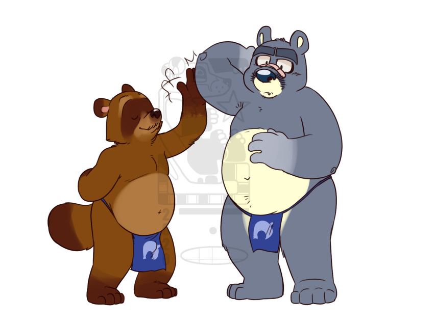 2020 4:3 animal_crossing anthro asian_clothing belly brown_body brown_fur canid canine clothing curt_(animal_crossing) distracting_watermark duo east_asian_clothing eclipsewolf fundoshi fur hi_res japanese_clothing male mammal nintendo overweight overweight_male raccoon_dog simple_background tanuki tom_nook_(animal_crossing) underwear ursid video_games watermark white_background