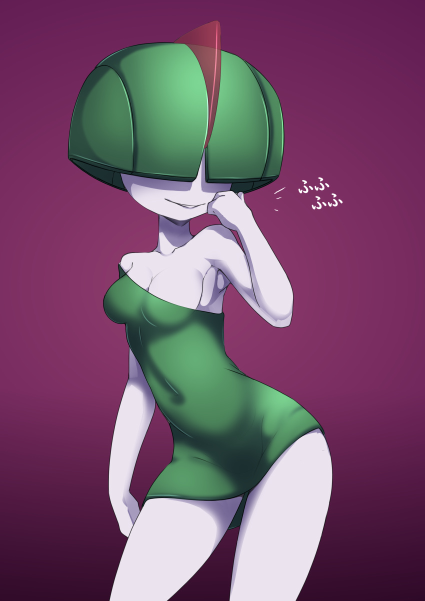 &lt;3 absurd_res ashraely biped blush breasts clothed clothing curvy_figure digital_media_(artwork) female green_hair hair hi_res humanoid looking_at_viewer nintendo not_furry open_mouth pok&eacute;mon pok&eacute;mon_(species) ralts red_eyes simple_background small_breasts smile solo text thick_thighs video_games voluptuous wide_hips