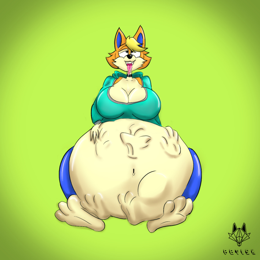 1:1 absurd_res animal_crossing anthro audie_(animal_crossing) belly big_belly breasts canid canine canis clothed clothing female hi_res hyper hyper_belly imafetish mammal nintendo pregnant remastered solo video_games vore wolf