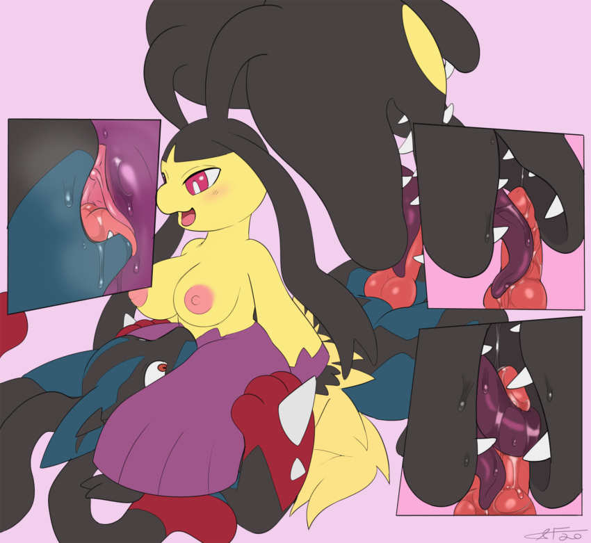 2020 animal_genitalia animal_penis anthro blush bodily_fluids breasts canine_penis cunnilingus female genital_fluids genitals hi_res knot licking male male/female mega_evolution mega_lucario mega_mawile nintendo nipples open_mouth oral penile penis penis_lick pok&eacute;mon pok&eacute;mon_(species) pussy pussy_juice pussy_juice_on_tongue saliva saliva_on_penis saliva_on_tongue sex sharp_teeth slimefur teeth tongue tongue_out vaginal video_games