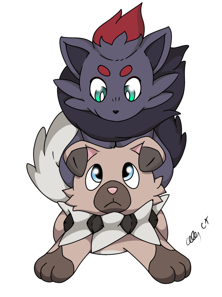 3:4 baby_pok&eacute;mon dragonhonor_(artist) hi_res nintendo pok&eacute;mon pok&eacute;mon_(species) rockruff simple_background video_games white_background young zorua
