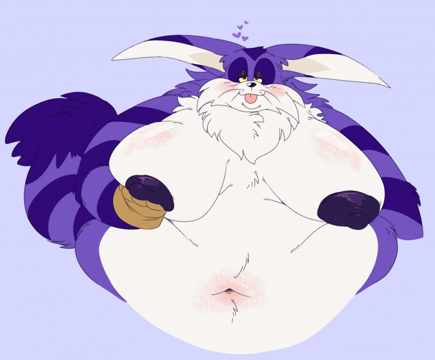 &lt;3 anthro belly big_the_cat blep blush clothing domestic_cat felid feline felis fur gloves handwear male mammal moobs navel nipples overweight overweight_anthro overweight_male purple_body purple_fur smolsnuff solo sonic_the_hedgehog_(series) striped_body striped_fur stripes tongue tongue_out