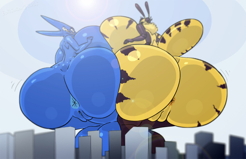 alien alien_humanoid anthro arthropod bee big_breasts big_butt borisalien boryana breasts butt city female huge_breasts huge_butt humanoid hymenopteran hyper hyper_butt insect macro mammal