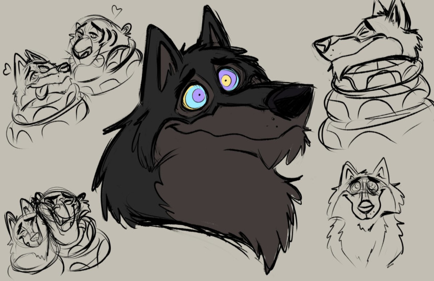 &lt;3 2020 akela canid canine canis coiling duo_focus edtertainerd feral feral_on_feral group hypnosis jungle_book kaa_(jungle_book) male male/male mammal mind_control one_eye_closed ringed_eyes shere_khan sketch smile tongue tongue_out whiskers wolf