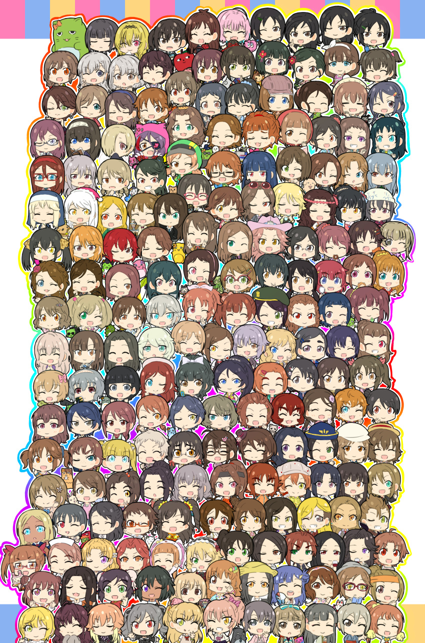 6+girls abe_nana absolutely_everyone absurdres ahoge aiba_yumi aihara_yukino aikawa_chinatsu aino_nagisa akagi_miria akanishi_erika alcohol anastasia_(idolmaster) animal animal_costume animal_ears animal_hug animal_print anniversary anzai_miyako araki_hina ariura_kanna arm_at_side arms_at_sides asano_fuuka asari_nanami ayase_honoka backwards_hat bag bag_of_chips ball bamboo bangs bare_arms bare_legs bare_shoulders baseball_cap beetle belt belt_buckle black-framed_eyewear black_bow black_cat black_footwear black_gothic_dress_(idolmaster) black_hair black_neckwear black_pants black_shorts black_skirt blender blitzen blonde_hair blue_bow blue_dress blue_eyes blue_hair blue_jacket blue_neckwear blue_skirt blunt_bangs blush book boots bottle bow bow_(weapon) bowling bowling_ball bowtie bracelet braid breasts breathing_fire brown_eyes brown_footwear brown_hair brown_pants brown_skirt buckle bug bun_cover bunny_costume bunny_ears buttons camera cat cat_ears cat_tail cathy_graham cellphone chainsaw chair champagne chopsticks clarice_(idolmaster) claw_pose closed_eyes closed_mouth clothes_around_waist clothes_hanger clothes_writing cookie cosplay crop_top crossover cup cute_&amp;_girly_(idolmaster) dancing_flower denim dhalsim dhalsim_(cosplay) dog dog_ears double_bun doughnut doumyouji_karin dress drill_hair drinking_glass earrings eating ebihara_naho egami_tsubaki elbow_gloves employee_uniform empty_eyes etou_misaki_(idolmaster) eve_santaclaus everyone expressionless eye_print eyebrows eyebrows_visible_through_hair eyepatch eyewear_on_head fainted fake_animal_ears fax_machine fedora fire floral_print flower food front-tie_top fujii_tomo fujimoto_rina fujiwara_hajime fukuyama_mai full_body furusawa_yoriko futaba_anzu gem glasses gloves gothic_lolita gradient_hair green_eyes green_hair green_skirt green_vest grey_eyes grey_pants grey_shirt grey_shorts hair_bow hair_flower hair_ornament hair_over_shoulder hair_scrunchie hairband hairclip hamaguchi_ayame hamakawa_ayuna hand_in_pocket hand_on_hip hand_puppet hands_clasped harada_miyo hat hattori_touko hayami_kanade hayasaka_mirei head_tilt helen_(idolmaster) high_heels high_ponytail highres hiiragi_shino himekawa_yuki hino_akane_(idolmaster) hisakawa_hayate hisakawa_nagi holding holding_ball holding_book holding_cup holding_food holding_microphone holding_plate honda_mio hood hooded_sweater hori_yuuko hoshi_shouko houjou_karen hyou-kun hyoudou_rena ichihara_nina ichinose_shiki idolmaster idolmaster_(classic) idolmaster_cinderella_girls igarashi_kyouko iguana_(animal) ijuuin_megumi ikebukuro_akiha imai_kana imura_setsuna insect jacket jacket_around_waist japanese_clothes jeans jenga jersey jewelry jougasaki_mika jougasaki_rika kamijou_haruna kamiya_nao kanzaki_ranko katagiri_sanae kate_(idolmaster) kawashima_mizuki kemonomimi_mode kiba_manami kigurumi kimono kimura_natsuki kirino_aya kiryuu_tsukasa_(idolmaster) kishibe_ayaka kita_hinako kitagawa_mahiro kitami_yuzu knee_boots kobayakawa_sae koga_koharu kohinata_miho komatsu_ibuki komuro_chinami koseki_reina koshimizu_sachiko kudou_shinobu kurihara_nene kurokawa_chiaki kurosaki_chitose kusakabe_wakaba layered_dress layered_skirt layla_(idolmaster) leaning_forward leg_up legs_apart legs_together logo lolita_fashion lolita_hairband long_hair long_skirt long_sleeves looking_back looking_to_the_side lottery low_twintails lunchbox lying machinery maekawa_miku makihara_shiho manabe_itsuki manaka_misato mary_cochran matoba_risa matsubara_saya matsumoto_sarina matsunaga_ryou matsuo_chizuru matsuyama_kumiko medium_breasts messy_hair microphone mifune_miyu milk_bottle mimura_kanako miyamoto_frederica miyoshi_sana mizuki_seira mizumoto_yukari mizuno_midori mochida_arisa mochizuki_hijiri momoi_azuki morikubo_nono moroboshi_kirari mukai_takumi multicolored_hair multiple_girls munakata_atsumi murakami_tomoe muramatsu_sakura mushroom music nagatomi_hasumi nakano_yuka namba_emi namiki_meiko nanjou_hikaru narumiya_yume natalia_(idolmaster) necklace necktie ninomiya_asuka nishijima_kai nishikawa_honami nitta_minami niwa_hitomi nonomura_sora ogata_chieri oikawa_shizuku ok_sign okazaki_yasuha okuyama_saori on_back one_eye_closed one_side_up onigiri oogami_tamaki oohara_michiru ooishi_izumi oonishi_yuriko oonuma_kurumi oota_yuu ootsuki_yui open_clothes open_jacket open_mouth open_vest orange_bow orange_hair orange_neckwear orange_skirt otokura_yuuki overalls own_hands_together painting_(object) pants pantyhose pearl_necklace pencil_skirt pendant pet phone pina_korata pinafore_dress pink-framed_eyewear pink_bow pink_dress pink_hair pink_legwear pixie_cut plaid plaid_jacket plaid_scarf plaid_skirt plate pointing polka_dot polka_dot_dress ponytail poodle pop-up_pirate pout profile puppet purple_hair purple_jacket purple_shirt red-framed_eyewear red_bow red_eyes red_footwear red_neckwear red_scarf red_skirt reindeer rhinoceros_beetle ringorou_(idolmaster) rubik's_cube running ryuuzaki_kaoru saejima_kiyomi sagisawa_fumika saionji_kotoka saitou_youko sajou_yukimi sakakibara_satomi sakuma_mayu sakurai_momoka santa_hat sapphire_(gemstone) sasaki_chie sash satou_shin saucer sawada_marina scarf scratching_cheek scratching_head scrunchie seki_hiromi selfie_stick semi-rimless_eyewear sena_shiori_(idolmaster) senkawa_chihiro senzaki_ema shaded_face shaved_ice shawl sheep shibuya_rin shiina_noriko shimamura_uzuki shinohara_rei shiomi_shuuko shiragiku_hotaru shirasaka_koume shirayuki_chiyo shirt shoes shopping_bag short_hair shorts shorts_under_skirt shutou_aoi side_braid side_ponytail sidelocks silver_hair singing single_braid sitting skirt skull_necklace sleep_mask sleeveless sleeveless_dress sleeves_past_elbows sleeves_pushed_up smartphone smile sneakers soccer_ball soccer_uniform solid_oval_eyes souma_natsumi sparkling_eyes speech_bubble spoken_person sportswear standing standing_on_one_leg star_(symbol) star_hair_ornament straddling strapless striped striped_background striped_skirt striped_sweater stuffed_animal stuffed_toy sugisaka_umi suitcase sunazuka_akira sunglasses surprised suzumiya_seika sweatband sweatdrop sweater t-shirt table tachibana_arisu tada_riina tail takafuji_kako takagaki_kaede takahashi_reiko takamine_noa takamori_aiko taking_picture tareme teacup teapot teddy_bear thigh_boots thighhighs thumbs_up tiger_costume tiger_print top_hat totoki_airi tougou_ai toy tozimete_yauyu tractor tsuchiya_ako tsujino_akari tsukimiya_miyabi tsurime tubetop turtleneck twin_braids twin_drills twintails ueda_suzuho ujiie_mutsumi umeki_otoha unbuttoned under-rim_eyewear underwear uniform v v_arms very_long_hair very_short_hair vest wakabayashi_tomoka wakiyama_tamami wakui_rumi wavy_hair weapon white_dress white_footwear white_gloves white_shorts white_skirt wing_collar wrist_cuffs wristband yagami_makino yaguchi_miu yamato_aki yanagi_kiyora yanase_miyuki yao_feifei yellow_dress yellow_eyes yellow_footwear yellow_skirt yokoyama_chika yorita_yoshino yoshioka_saki yumemi_riamu yusa_kozue yuuki_haru zaizen_tokiko zipper