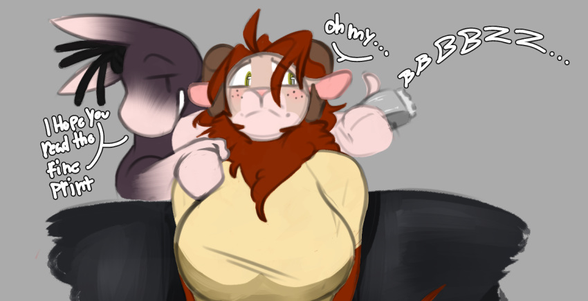 anthro asinus besa_(besathesheep) big_breasts bovid breasts caprine casting_couch clothed clothing diolouge donkey duo equid equine female fur hair jason_(joushi) joushi male male/female mammal nervous sheep simple_background smile text