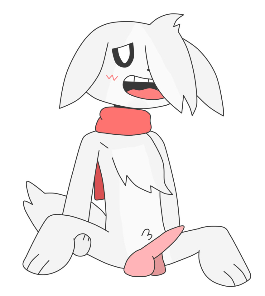 anthro canid canine canis domestic_dog genitals hi_res hybrid kakhmiff lagomorph leporid male mammal mimiff papyrus_(undertale) penis rabbit scarf solo undertale video_games