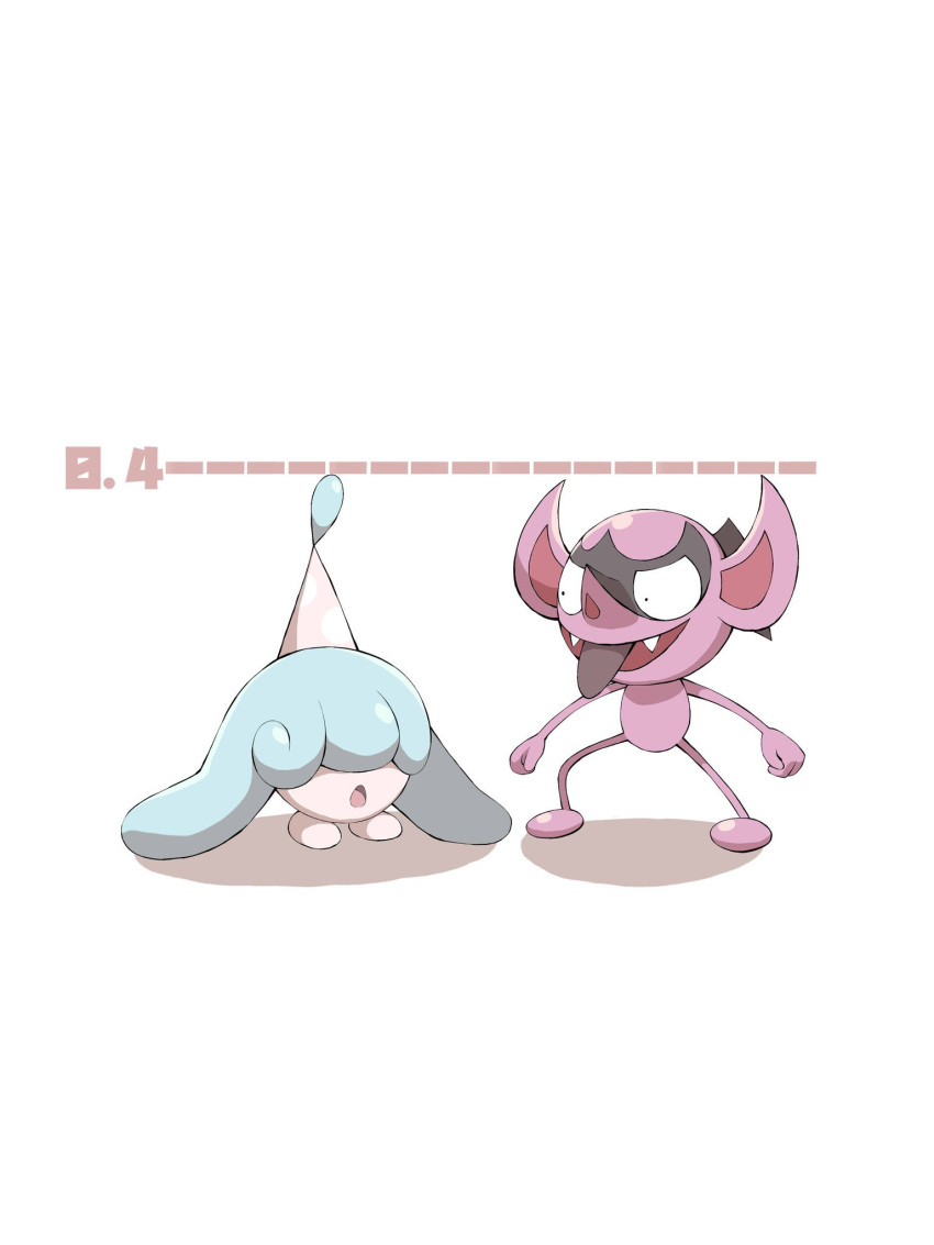:o clenched_hands commentary fangs gen_8_pokemon hatenna height_chart highres impidimp jahana_mei legs_apart open_mouth pokemon pokemon_(creature) standing tongue tongue_out