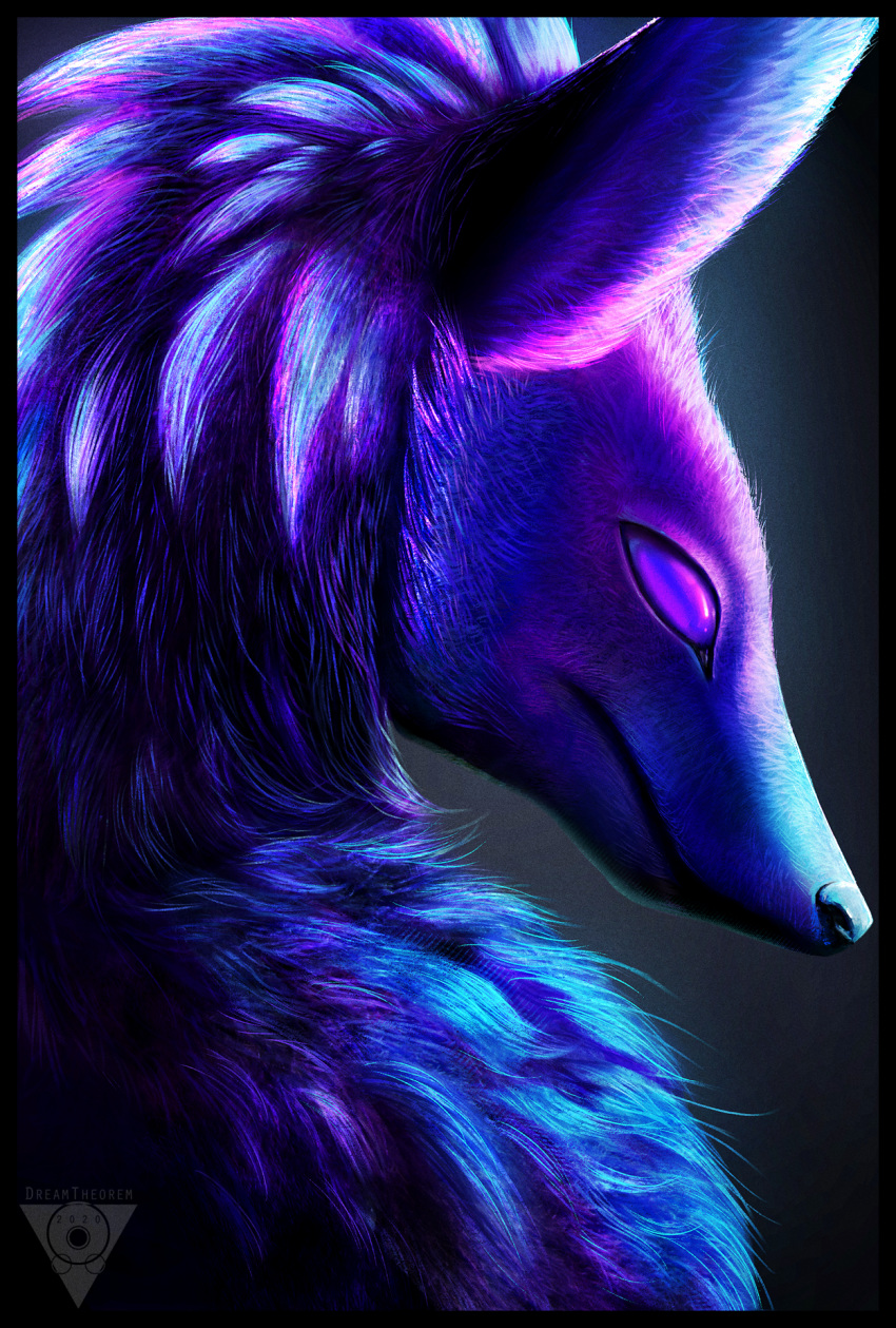 2020 blue_body blue_fur canid canine digital_media_(artwork) fur glacierdragoon headshot_portrait hi_res mammal portrait purple_body purple_eyes purple_fur