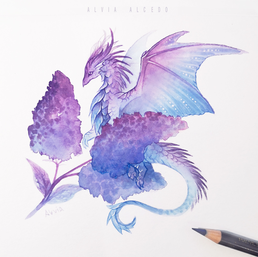 2020 alviaalcedo ambiguous_gender claws dragon feral horn membrane_(anatomy) membranous_wings purple_body purple_scales scales scalie solo spines western_dragon wings