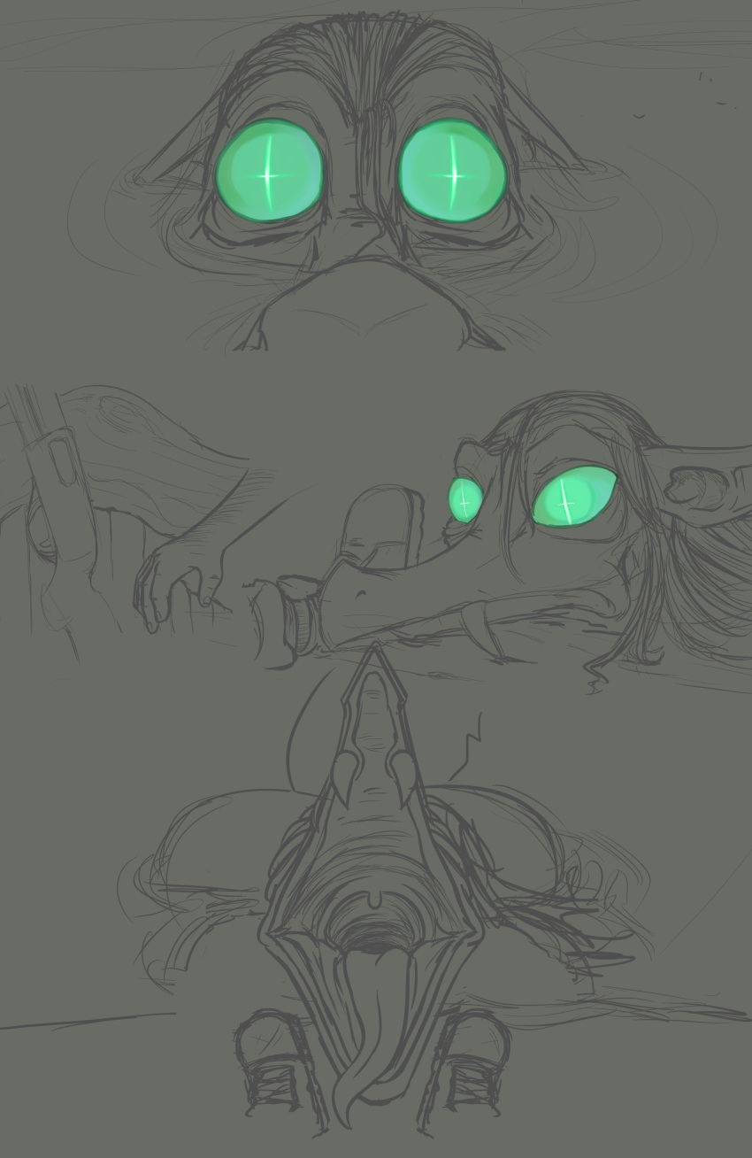 absurd_res comic evergreenplate female green_eyes hi_res human humanoid hypnosis mammal mind_control monster mouth_shot open_mouth oral_vore sketch sparkling_eyes swamp teratophilia unknown_species vore