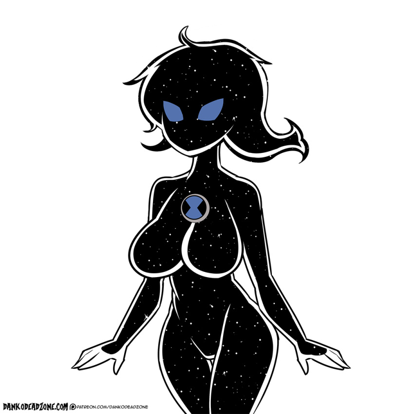 1:1 2020 alien ben_10 big_breasts blue_eyes breasts cartoon_network celestialsapien dankodeadzone female humanoid simple_background solo text url white_background