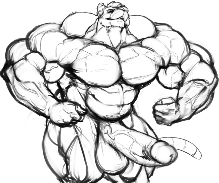 2020 abs anthro balls biceps big_muscles big_penis black_and_white ear_piercing erection flexing genitals hair hi_res huge_muscles humanoid_genitalia humanoid_penis hyper hyper_muscles male mammal monochrome murid murine muscular muscular_anthro muscular_male navel nipple_piercing nipples nude oldshep pecs penis piercing quads rat rodent simple_background sketch standing thick_thighs timothy_"brofessor"_fessenden vein white_background