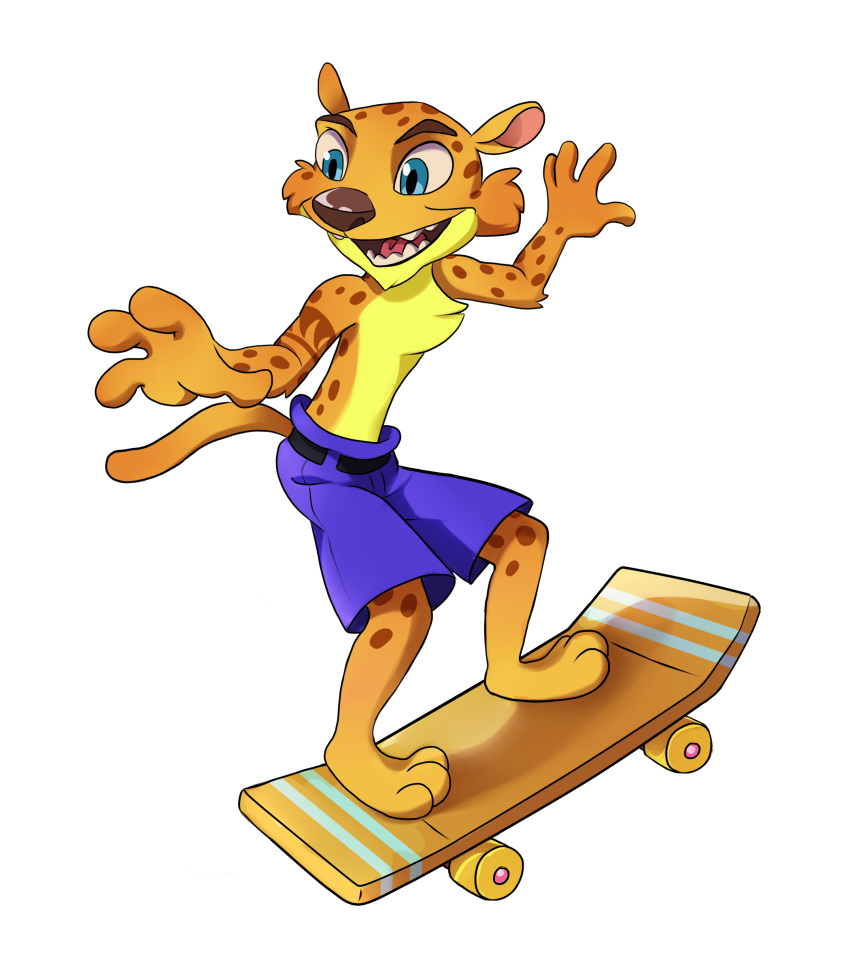 activision alpha_channel anthro bottomwear cheetah clothing felid feline hi_res hunter male mammal shorts skateboard solo sportswear spyro spyro_the_dragon video_games vihor405