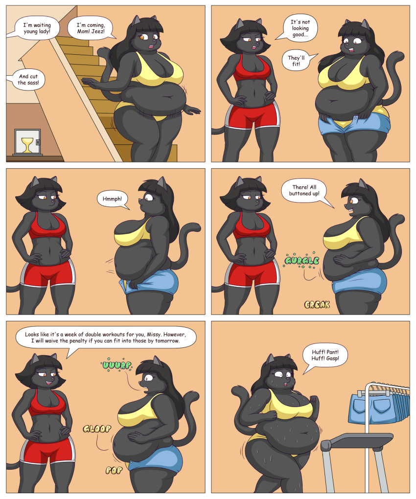 absurd_res anthro beth_(lordstormcaller) clothing comic dialogue duo english_text felid female hi_res lordstormcaller mammal marianne_(lordstormcaller) overweight pantherine text
