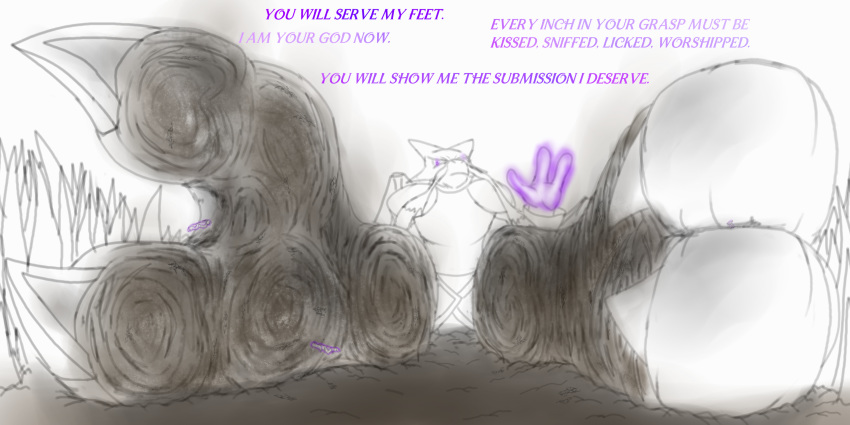2019 2_toes 3_fingers absurd_res alakazam crush death dialogue dirt dirty_feet english_text fingers foot_fetish foot_focus forced grass group hi_res human humanoid low-angle_view male mammal nintendo plant pok&eacute;mon pok&eacute;mon_(species) shrinking size_transformation sketch soles solidreshiram solo_focus spot_color story story_in_description text toes transformation video_games