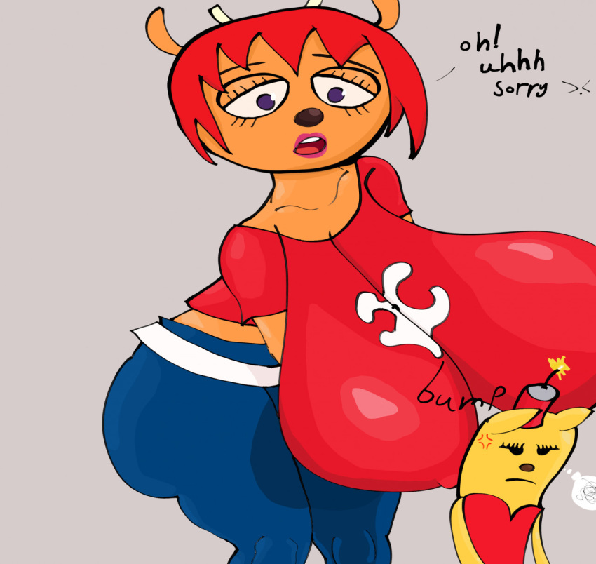 annoyed anthro big_breasts big_butt bovid breasts butt caprine clothed clothing duo english_text female fur grey_background hair hi_res horn huge_breasts huge_butt lammy_lamb ma-san mammal mouse murid murine nipple_outline open_mouth parappa_the_rapper purple_eyes red_hair rodent sheep simple_background sony_corporation sony_interactive_entertainment standing teeth text thick_thighs tongue um_jammer_lammy video_games wide_hips winrir