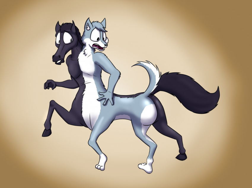 canid canine canis conjoined duo equid equine horse mammal taur theyton wolf