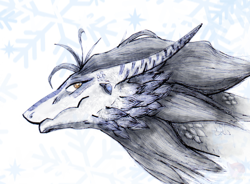 cold digital_media_(artwork) dragon earbuds gift hairy headphones horn ice invalid_tag mix_media reptile scalie smile smirk snow vandclash yellow_eyes