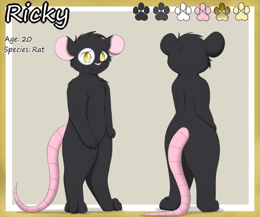 anthro cloufy cute_eyes cute_face male mammal model_sheet murid murine rat reference_image ricky rodent smile solo