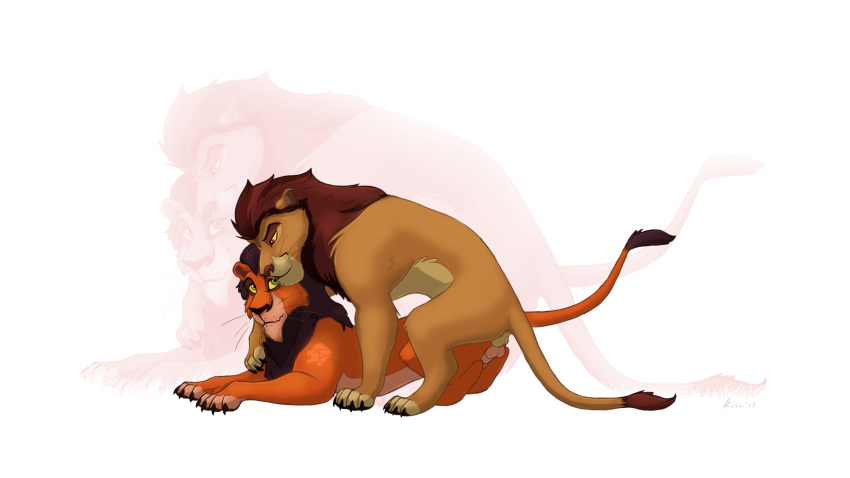 16:9 anal anal_penetration balls claws disney duo felid feral feral_on_feral feral_penetrated feral_penetrating feral_penetrating_feral from_behind_position genitals hi_res kisu lion looking_at_another male male/male male_penetrated male_penetrating male_penetrating_male mammal pantherine penetration scar_(the_lion_king) sex simple_background strange_lion the_lion_guard the_lion_king widescreen