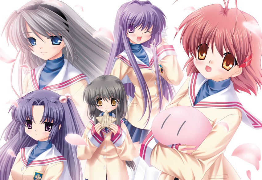 clannad fujibayashi_kyou furukawa_nagisa hinoue_itaru ibuki_fuuko ichinose_kotomi key sakagami_tomoyo seifuku tagme