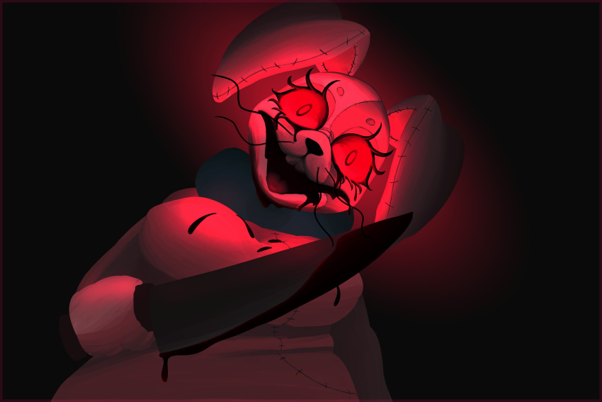 2020 absurd_res anthro big_bow_tie big_ears black_background black_nose blood blood_on_body blood_on_breasts blood_on_face blood_on_weapon bloody_knife bloody_mouth bodily_fluids bow_tie breasts buckteeth close-up eyebrows eyelashes female fingers five_nights_at_freddy's five_nights_at_freddy's:_security_breach hi_res knife lagomorph leporid long_ears long_whiskers looking_at_viewer mammal meacratsia multicolored_ears open_mouth pink_ears pink_tongue portrait rabbit red_background red_eyes red_sclera simple_background smile solo stitch_(disambiguation) teeth tongue vanny_(fnaf) video_games weapon whiskers white_body white_ears white_eyebrows