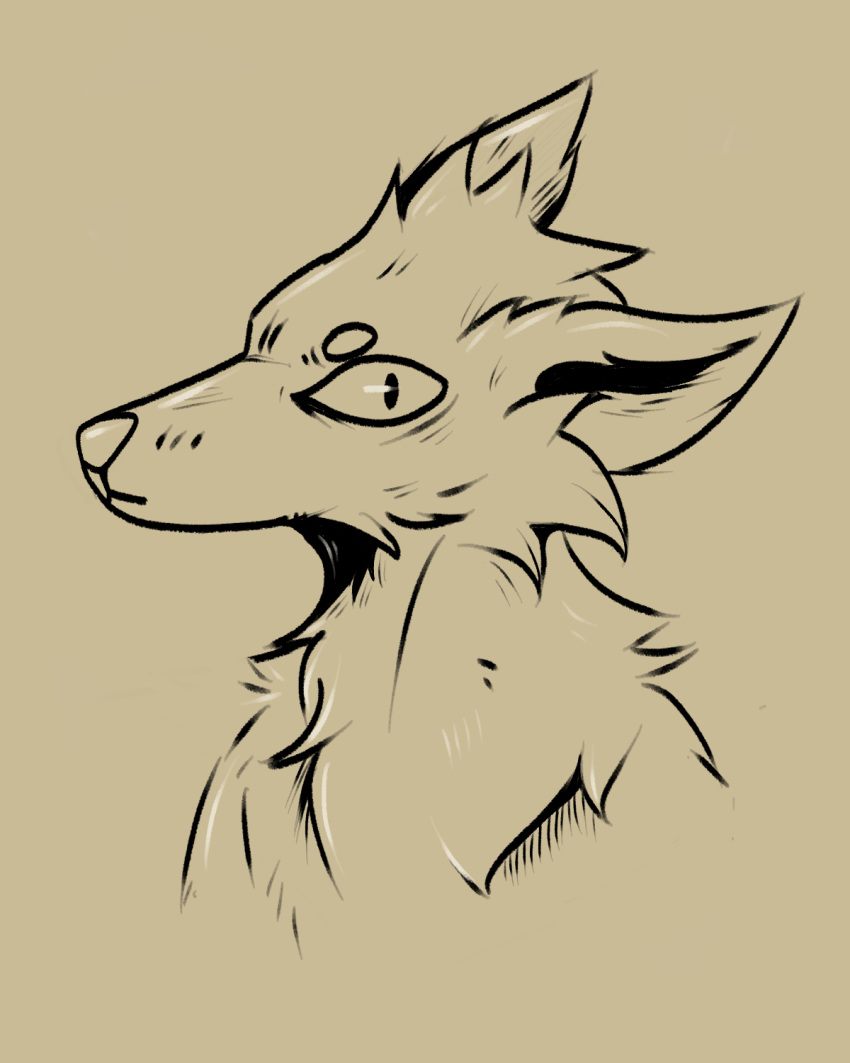 4:5 admiralbarley ambiguous_gender anthro canid canine eyebrows fluffy fox hi_res line_art looking_at_viewer male mammal monochrome simple_background solo
