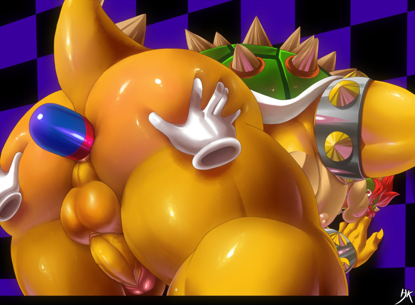 5_fingers against_wall alternate_version_at_source anal anal_penetration anthro anus armband balls bowser bracelet butt butt_grab claws disembodied_hand drugs duo fingers genitals hair hand_on_butt humanoid_genitalia humanoid_penis jewelry koopa looking_back male mario_bros muscular muscular_anthro muscular_male nintendo nipples object_in_ass object_penetration open_mouth penetration penis perineum pills presenting presenting_hindquarters red_eyes red_hair scalie shell spiked_armband spiked_bracelet spiked_shell spikes spikes_(anatomy) spread_butt spreading video_games yellow_balls yellow_body zombiehk