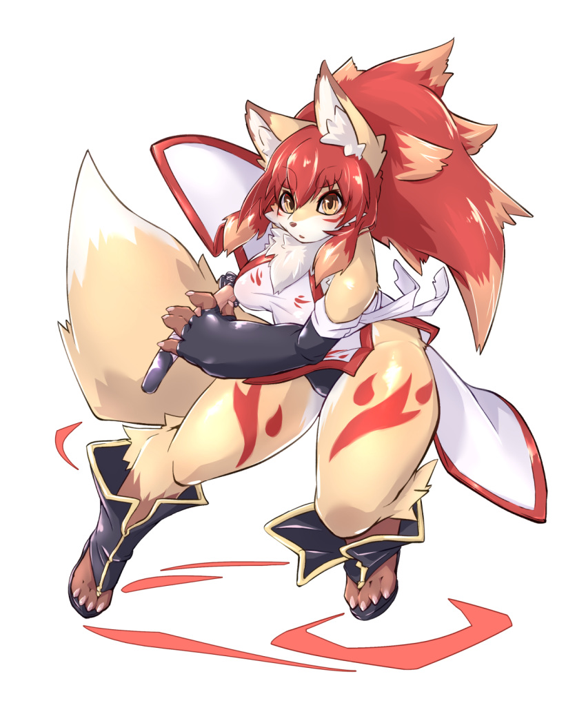 2020 5_fingers alpha_channel anthro canid canine female fingers fox green_eyes hair hi_res holding_object holding_sword holding_weapon looking_at_viewer mammal melee_weapon open_mouth red_hair sakamata_orca simple_background solo sword transparent_background weapon