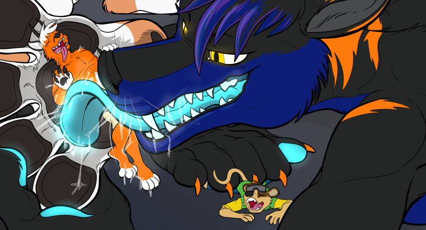 2016 4_toes 5_fingers absurd_res anthro anthro_domination athletic athletic_anthro athletic_male balls barefoot beherit biped black_background black_body black_fur black_hair black_horn black_nose black_pawpads blue_body blue_countershading blue_fur blue_hair blue_tongue bodily_fluids bottomwear brown_body brown_fur canid canine canis character_request cheek_tuft claws clothed clothing countershade_torso countershading cramped crying demon deviltod digital_drawing_(artwork) digital_media_(artwork) dipstick_ears dipstick_toes domination drooling eyes_closed eyewear faceless_anthro faceless_character faceless_male facial_tuft fangs fideel fingers foot_fetish foot_grab foot_lick foot_play foot_shot fox front_view fur fur_tuft genitals glowing glowing_tongue goggles goggles_on_head green_clothing green_shirt green_topwear grey_body grey_countershading grey_fur grin group hair half-closed_eyes hand_on_foot hand_on_paw head_tuft herpestid hi_res hindpaw holding_character horn hybrid larger_anthro larger_male licking looking_at_another looking_down looking_pleasured low-angle_view lying macro macro_domination male male_domination mammal markings meerkat micro micro_in_hand multicolored_body multicolored_clothing multicolored_ears multicolored_fur multicolored_hair multicolored_shirt multicolored_topwear narrowed_eyes nude on_back on_front on_ground open_mouth open_smile orange_claws orange_markings orange_stripes paw_grab paw_shot pawpads paws pecs pink_tongue restrained rogue_megawolf saliva saliva_drip saliva_string shirt short_hair shorts side_view simple_background size_difference size_play smaller_anthro smaller_male smile spread_legs spreading striped_body striped_fur stripes submissive submissive_anthro submissive_male tan_body tan_bottomwear tan_clothing tan_fur tan_shorts tears teeth thin_tail three-quarter_view toes tongue tongue_out topless topless_male topwear tuft under_foot under_paw wet whiskers white_body white_fur white_hair wolf yellow_eyes