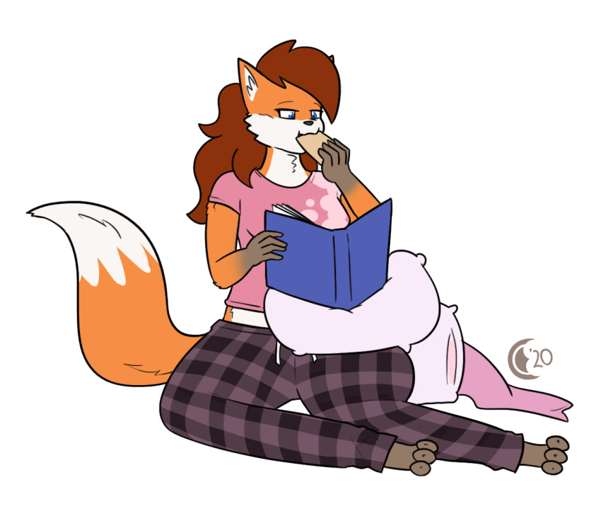 alpha_channel anthro book border canid canine clothing female fox hair mammal pajamas pillow solo theguynooneremembers_(artist) transparent_border