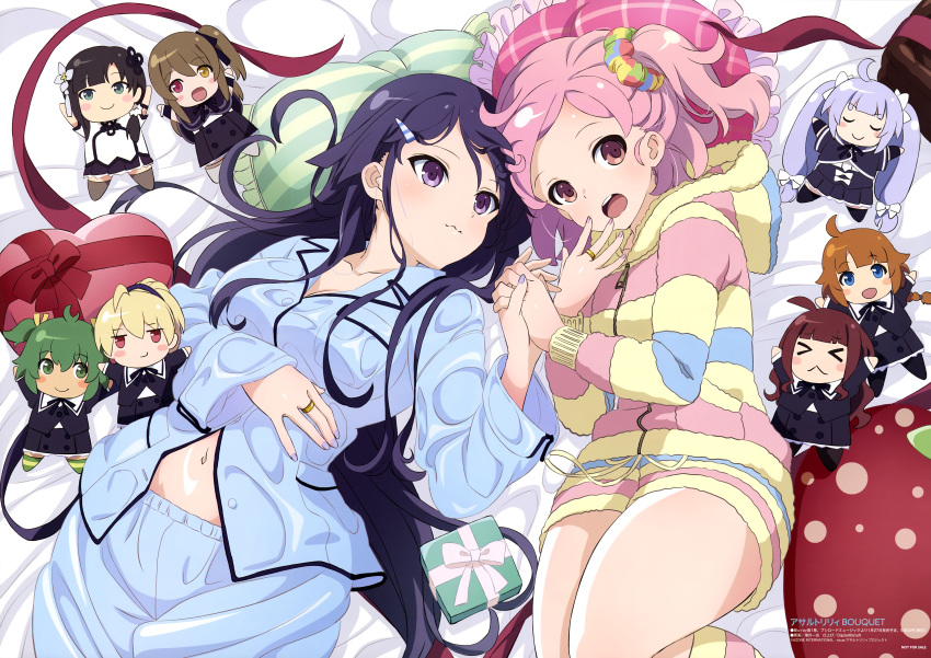 andou_tazusa assault_lily assault_lily_bouquet chibi cleavage futagawa_fumi hitotsuyanagi_riri kaede_johan_nouvelle kuo_shenlin miliam_hildegard_von_guropius pajama seifuku shiotsuki_kazuya shirai_yuyu wang_yujia yoshimura_thi_mai yuri