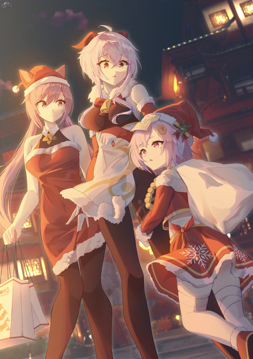 christmas ganyu_(genshin_impact) genshin_impact keqing magica qiqi