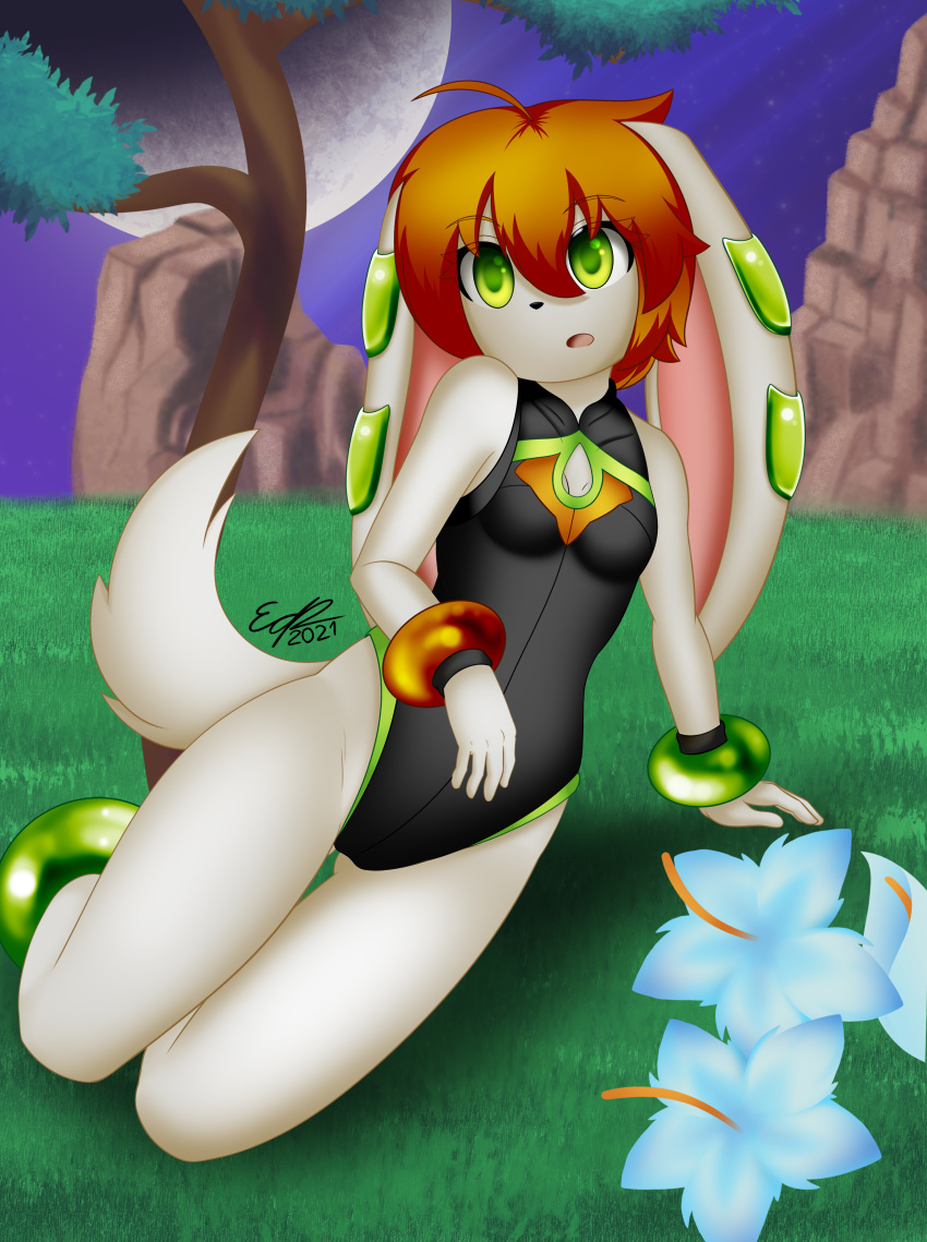 absurd_res anklet anthro basset_hound bracelet breasts canid canine canis clothed clothing domestic_dog erdfurry female floppy_ears freedom_planet freedom_planet_2 fur green_eyes hair hi_res humanoid_hands hunting_dog jewelry long_ears mammal milla_basset one-piece_swimsuit orange_hair scent_hound short_hair small_breasts solo swimwear tan_body tan_fur video_games white_body white_fur