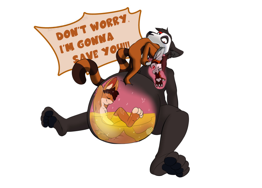 ! 2021 4_fingers 4_toes abdominal_bulge absurd_res after_vore ailurid alpha_channel andrehbun anthro anthro_pred anthro_prey barefoot belly big_belly biped black_body black_fur black_nose black_pawpads bodily_fluids brown_body brown_fur brown_hair brown_text canid canine canis chest_tuft climbing climbing_on countershade_torso countershading danny_redpanda dialogue digital_drawing_(artwork) digital_media_(artwork) english_text eyes_closed fingers fluffy fluffy_tail foot_on_belly fur fur_markings fur_tuft group hair handpaw hands_behind_head head_first head_tuft hi_res hindpaw in_mouth inner_ear_fluff internal jay_lurker_(ayejaykay) lagomorph leporid long_tail looking_down lying male male_pred male_prey mammal markings mask mostly_nude multicolored_body multicolored_fur neck_bulge nude on_back on_top open_mouth oral_vore organs partially_submerged pawpads paws quillmoon rabbit red_eyes red_panda red_tongue relaxing ringtail same_size_vore screaming shaded short_hair side_view simple_background sitting small_tail smile soft_vore speech_bubble spread_legs spreading stomach stomach_acid stuck surprise tan_body tan_countershading tan_fur text three-quarter_view toes tongue transparent_background tuft vore wet white_mask wolf worried