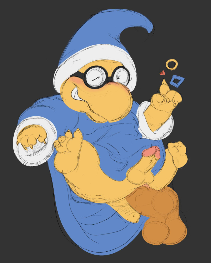 anal anal_penetration anthro anus balls bastardpalace beak blush butt clenched_teeth clothed clothing colored_sketch disembodied_penis dot_eyes duo erection eyewear feet feet_up genitals glasses grin half-closed_eyes hat headgear headwear hi_res kamek koopa looking_pleasured magic magic_spell magikoopa male male/male male_penetrated male_penetrating male_penetrating_male mario_bros narrowed_eyes nintendo partially_clothed penetration penis reptile robe round_glasses scalie small_balls smile spread_legs spreading stubby_tail teeth toony toony_expression toothed_beak turtle video_games wizard_hat wizard_robe yellow_body yellow_skin