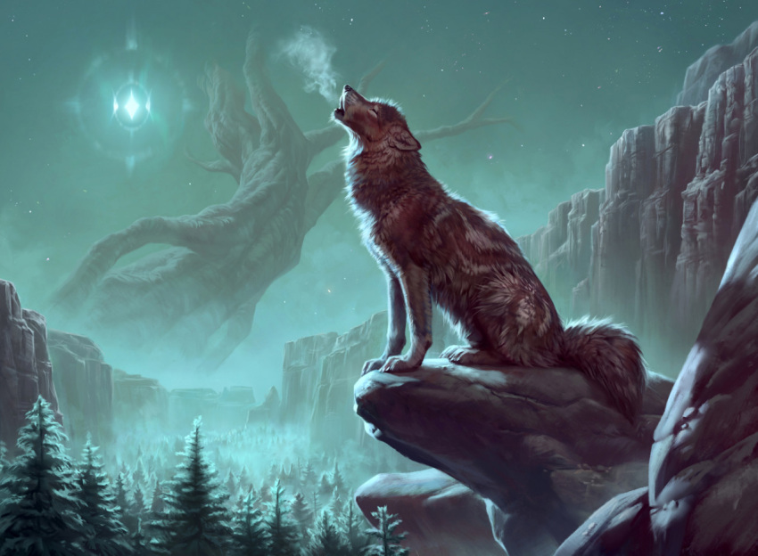 2021 ambiguous_gender brown_body brown_fur canid canine canis caraid detailed_background digital_media_(artwork) feral fur howl mammal night outside sitting sky solo star starry_sky wolf