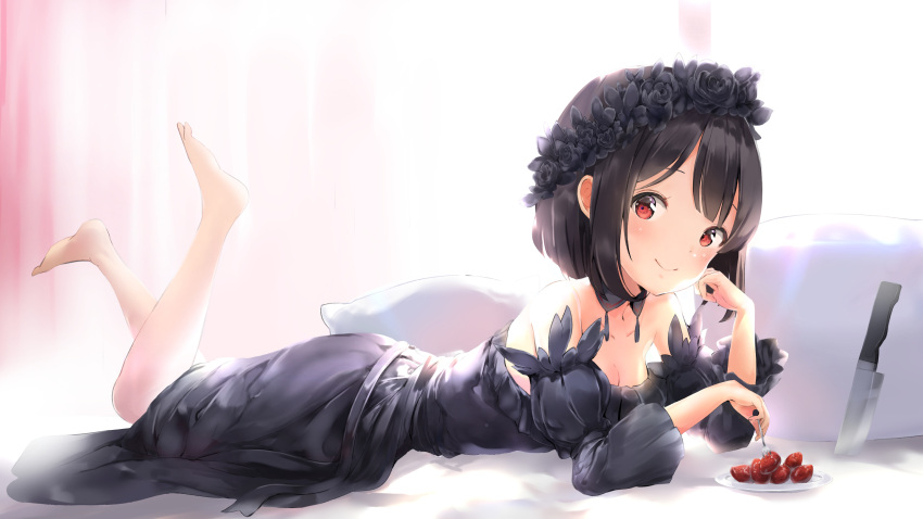 black_hair dress keibeam knife original red_eyes strawberry_panic