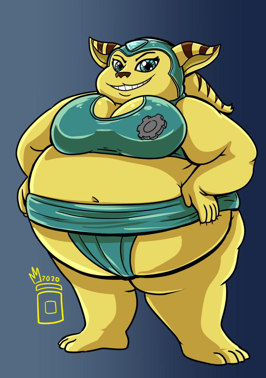 angela_cross anthro breasts female hi_res lombax mammal obese obese_anthro obese_female overweight overweight_anthro overweight_female ratchet_and_clank royaljellysandwich solo sony_corporation sony_interactive_entertainment sumo video_games