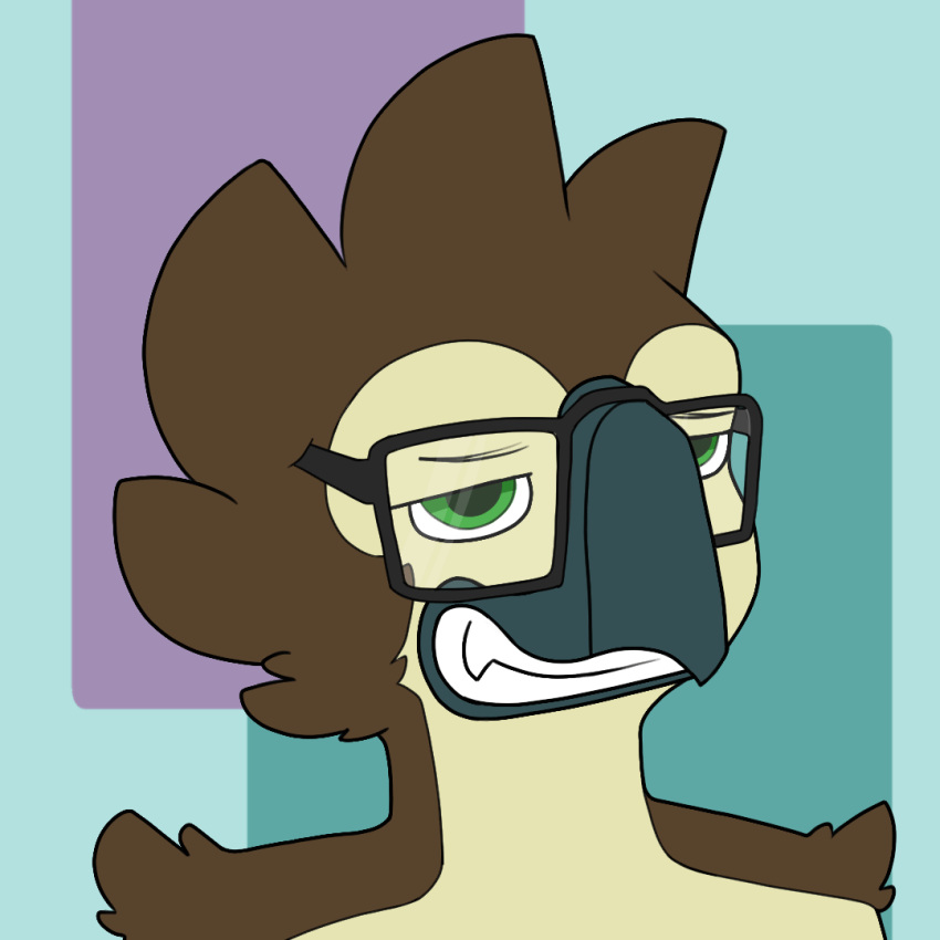 accipitrid accipitriform animated anthro antoreakk antoreakk_(character) avian beak bird eagle eyewear feathered_crest feathers glasses head_crest male philippine_eagle reaction_image smile solo teeth toothed_beak