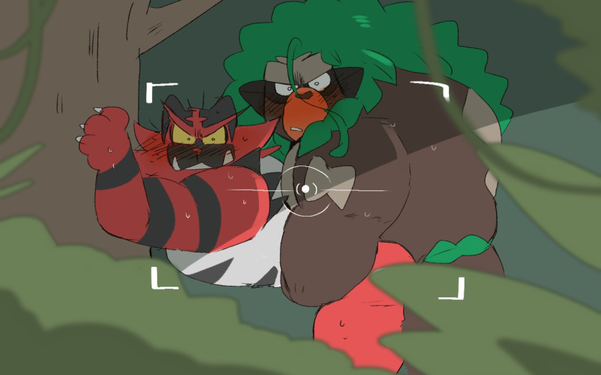 anal anthro being_watched bent_over blush camera camera_pov camera_view caught duo hyaku_(artist) incineroar looking_at_another male male/male male_penetrated male_penetrating male_penetrating_male muscular muscular_anthro muscular_male nintendo pecs penetration plant pok&eacute;mon pok&eacute;mon_(species) pok&eacute;mon_snap rillaboom sex tree video_games