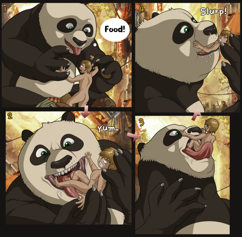 anthro dreamworks duo forced giant_panda human kung_fu_panda male male/male mammal oral_vore poe size_difference ursid vore