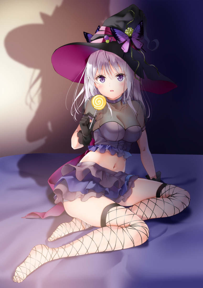 cleavage fishnets halloween see_through thighhighs witch yoshida_iyo