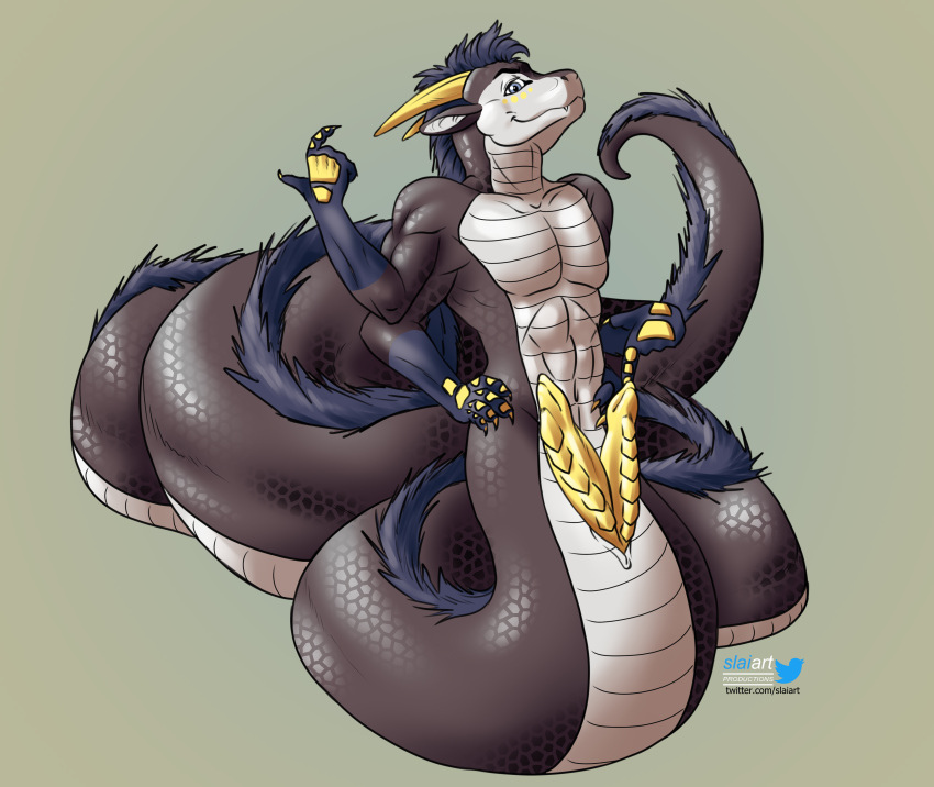 absurd_res apode commssion double_penis draconcopode dragon fur hi_res horn lamia legless naga reptile scales scalie serpentine slaiart snake split_form text url