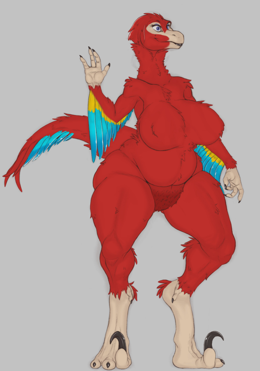 anthro big_breasts breasts cyan_highclaw deinonychus digitigrade dinosaur dromaeosaurid feathers female hi_res huge_breasts mature_female mother non-mammal_breasts parent pubes reptile roxyjam101 scalie solo strategically_covered theropod