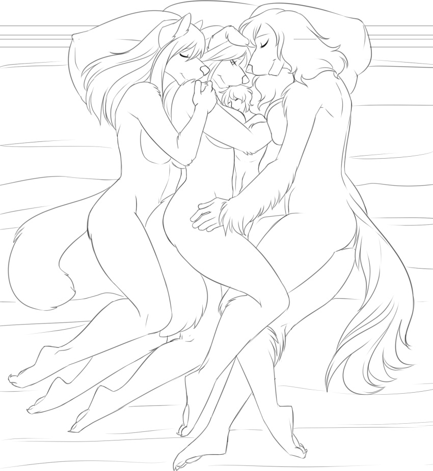 anthro border_collie borzoi breasts canid canine canis collie cuddling domestic_dog entwined entwined_legs eyes_closed female floppy_ears fluffy friends from_behind_position fur group hair herding_dog hi_res hug human hunting_dog husky john_(ziapaws) larger_anthro larger_female line_art long_hair looking_down love male mammal master monochrome nordic_sled_dog nude pastoral_dog pet pillow prick_ears ramona_saltera roxy_(ziapaws) sex sheepdog shrinking sighthound size_difference size_play size_transformation sleeping sleeping_together smaller_human smaller_male smile spitz spoon_position spooning transformation warmth ziggie13 zoe_(ziapaws)