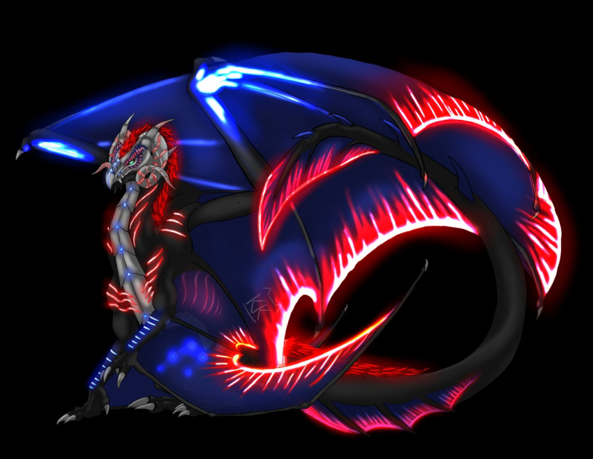 bioluminescence dragon feral glowing kevakat male ram_horns solo wings zinvendein