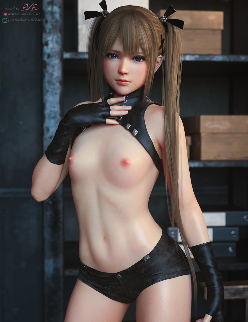 breasts dead_or_alive eve_(artist) marie_rose nipples no_bra open_shirt